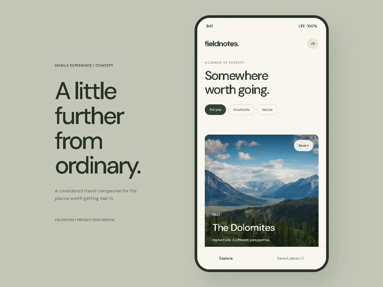 Fieldnotes interactive application concept preview