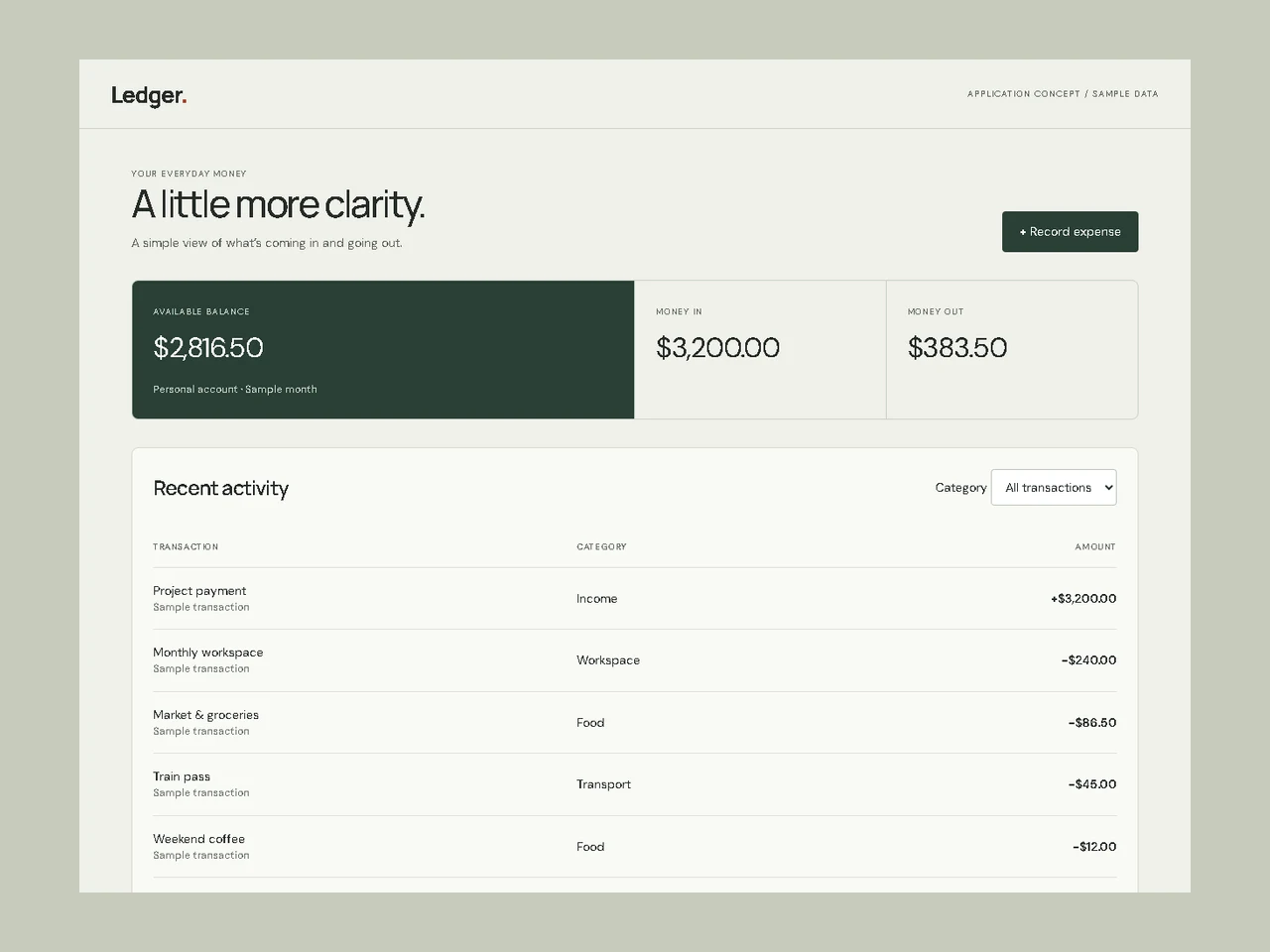 Ledger interactive application concept preview