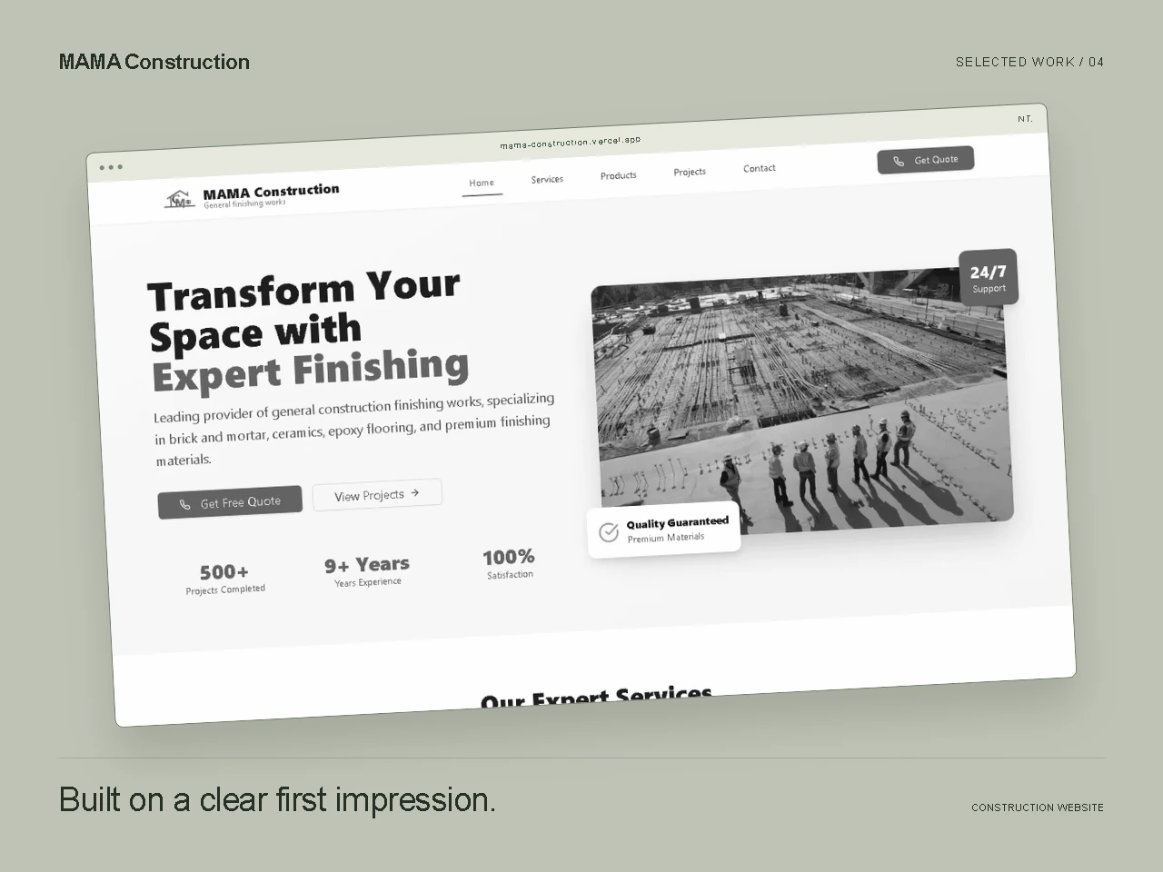 MAMA Construction live website preview