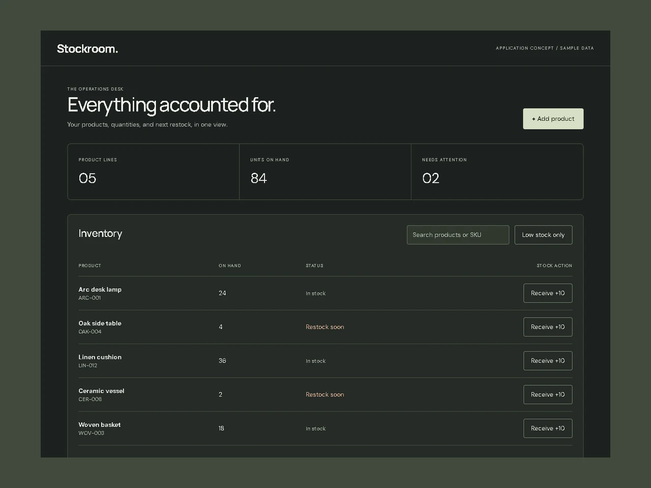Stockroom interactive application concept preview